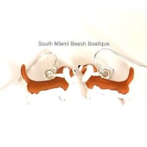 Beagle Dog Earrings Hypoallergenic Basset Hound Pierced Rescue Silver Plated
